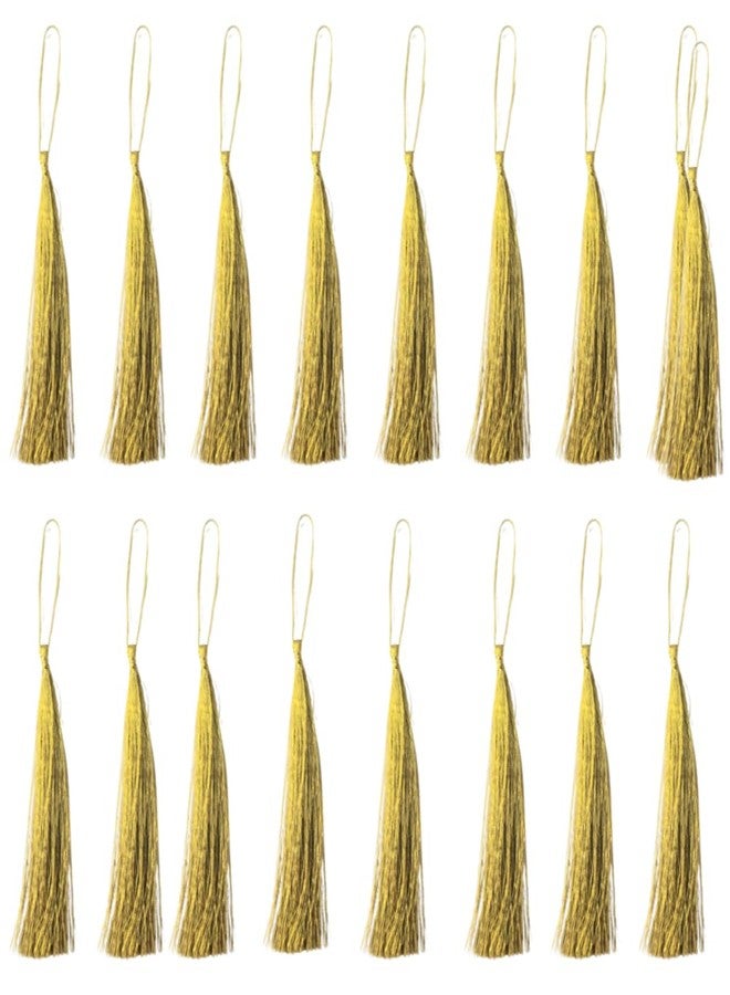 Srajan Handmade Long Zari Tassels for DIY Wall Crafts, Home Dcor, Keychains, Outfits, and Bookmarks - Pack of 20, Decorative Tassels in Golden Colors, Durable & Handmade - Image 4